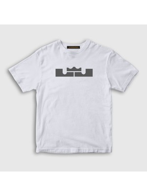 Presmono Unisex Çocuk Beyaz Logo LeBron James Basketbol T-Shirt