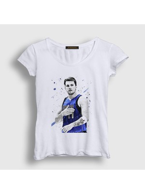 Presmono Kadın Beyaz Luka Doncic Basketbol T-Shirt