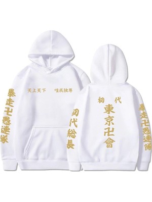 Tarzsokak Anime Tokyo Revengers Unisex Hoodie Kapşonlu 13973 Beyaz