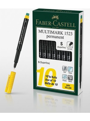 Faber-Castell Permanent Asetat ve Cam Kalemi S Uç (0.4 Mm) Sarı - 10 Adet Toptan Paket