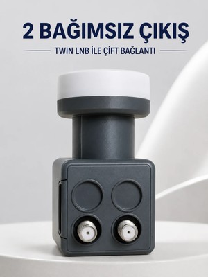 Laraheiser Çift Çıkışlı Twin Lnb 4K Ultra Hd Uyumlu Ku Band Uydu Anten Başlığı 0.1 Db