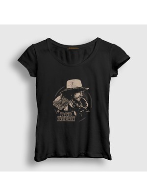 Presmono Kadın Siyah Desire Bob Dylan T-Shirt