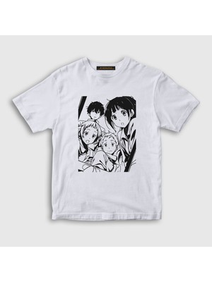 Presmono Unisex Çocuk Beyaz All Anime Hyouka T-Shirt
