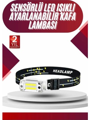Yüksek Işıklı Şarjlı ve Sensörlü LED Kafa Lambası Kamp Lambası