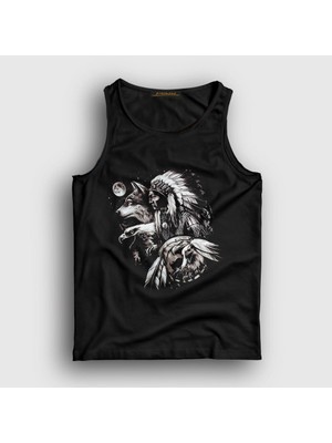 Presmono Unisex Siyah Animals Indian Kızılderili Atlet