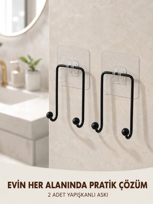 Kaia Life 2'li Yapışkanlı Duvar Askısı Mutfak Banyo ve Ev Için Askılık