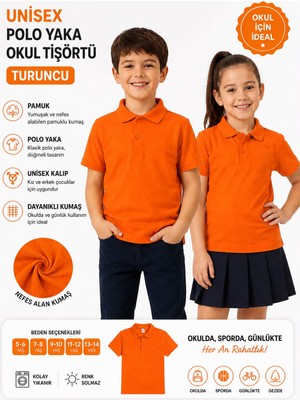 Qulat Unisex Çocuk Polo Yaka Okul Tişörtü – Pamuklu Kısa Kollu