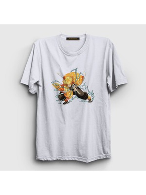 Presmono Unisex Beyaz Zenitsu Anime Demon Slayer Kimetsu No Yaiba T-Shirt