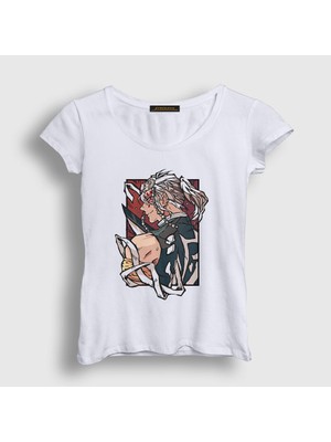Presmono Kadın Beyaz Tengen Uzui Anime Demon Slayer Kimetsu No Yaiba T-Shirt
