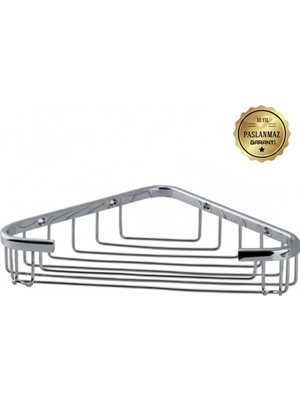 Çelik Banyo Paslanmaz Pirinç Eda 1'li 18X18 cm Şampuanlık Banyo Rafı