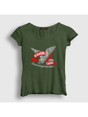 Presmono Kadın Haki Eagle Ufc Khabib Nurmagomedov T-Shirt