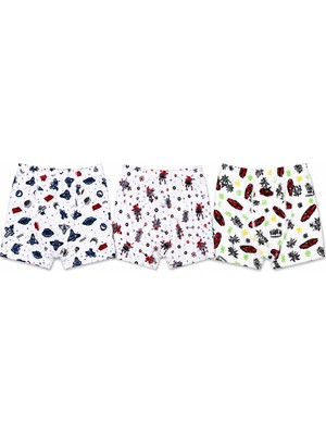 Tutku Çocuk Erkek Elastan Emprime Boxer 3 Lü Set