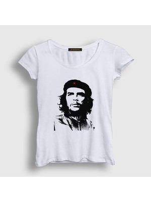 Presmono Kadın Beyaz Kuba Che Guevara T-Shirt