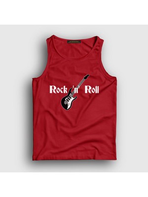 Presmono Unisex Kırmızı Guitar Rock And Roll Atlet