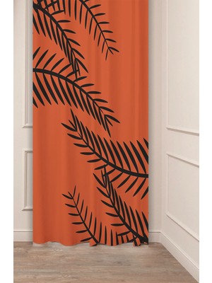 Greendecor Yaprak Bohem Desenli Renkli Özel Tasarımlı Dijital Baskılı Fon Perde