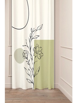 Greendecor Minimalist Sade Yaprak Çiçek Bohem Desenli Renkli Özel Tasarımlı Dijital Baskılı Şık Modern Fon Perde