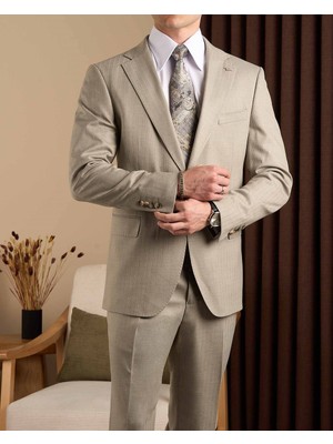 Regular Fit Erkek Mono Yaka Ceket Pantolon Takım Elbise Vizon T20156-26