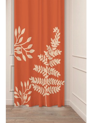Greendecor Yaprak Bohem Desenli Renkli Özel Tasarımlı Dijital Baskılı Fon Perde