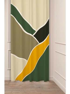 Greendecor Doğa Sakura Güneş Kuş Dağ Orman Ağaç Göl Manzara Desenli Renkli Özel Tasarımlı Dijital Baskılı Fon Perde