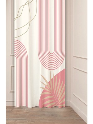 Greendecor Minimalist Sade Yaprak Çiçek Bohem Desenli Renkli Özel Tasarımlı Dijital Baskılı Şık Modern Fon Perde