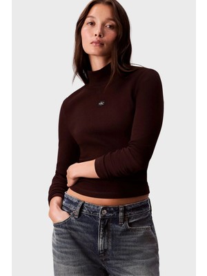 Calvin Klein Ls Woven Label Turtleneck Kazak