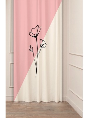 Greendecor Minimalist Sade Yaprak Çiçek Bohem Desenli Renkli Özel Tasarımlı Dijital Baskılı Şık Modern Fon Perde