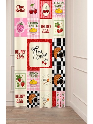 Greendecor Aesthetic Moodboard Wall Collage Baskılı Fon Perde Y2K Retro Vision Board Perde Özel Tasarımlı Dijital Baskılı Fon Perde