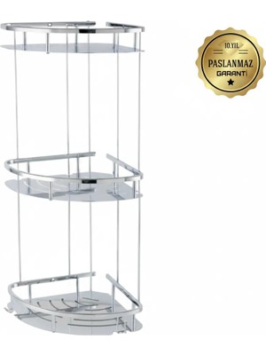 Çelik Banyo Paslanmaz Pirinç Marin 3'lü 19×19 cm Şampuanlık Banyo Rafı