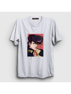 Presmono Unisex Beyaz Josuke Joestar Anime Jojo T-Shirt