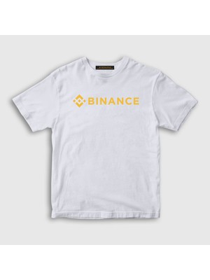 Presmono Unisex Çocuk Beyaz Logo Binance Bitcoin T-Shirt