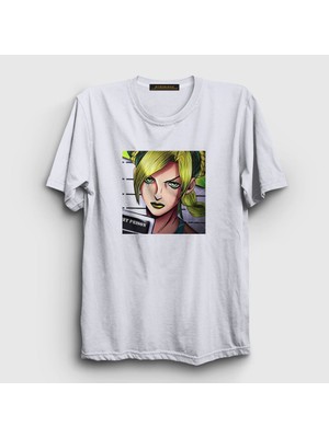 Presmono Unisex Beyaz Jolyne Cujoh Anime Jojo T-Shirt