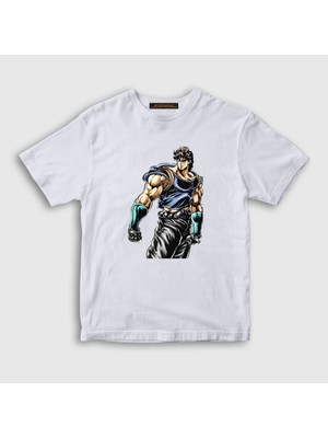 Presmono Unisex Çocuk Beyaz Jonathan Joestar Anime Jojo T-Shirt