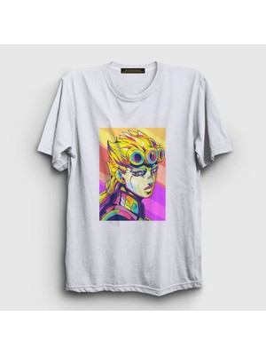 Presmono Unisex Beyaz Giorno Giovanna Anime Jojo T-Shirt