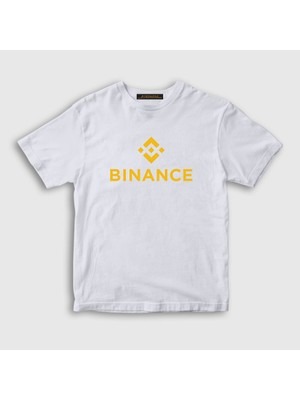 Presmono Unisex Çocuk Beyaz Logo V2 Binance Bitcoin T-Shirt