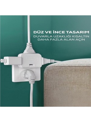 Evaglow Katlanır Priz  3 Gözlü