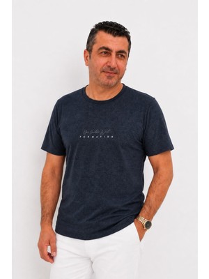 SSO Likralı Bisiklet Yaka Yazı Baskılı Kısa Kol Erkek T-Shirt