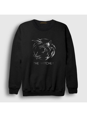 Presmono Unisex Siyah Silverink Logo Dizi Witcher Sweatshirt