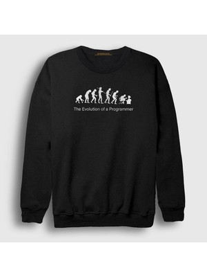 Presmono Unisex Siyah Evolution Evrim Developer Yazılımcı Sweatshirt