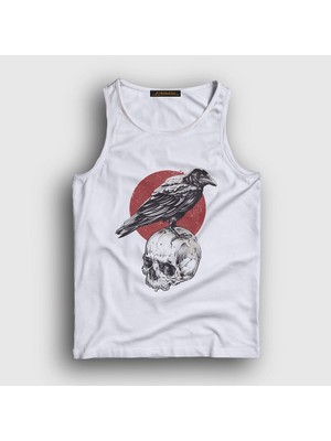 Presmono Unisex Beyaz Skull Crow Karga Atlet