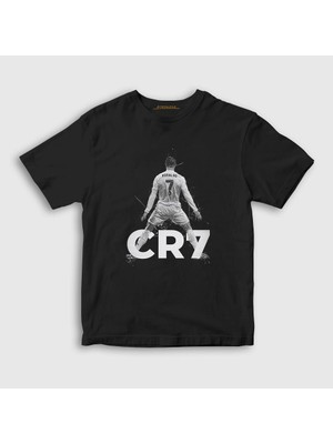 Presmono Unisex Çocuk Siyah Stance Futbol Cr7 Cristiano Ronaldo T-Shirt
