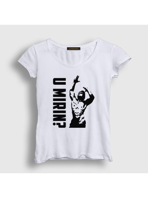 Presmono Kadın Beyaz U Mirin Gym Fitness Zyzz T-Shirt