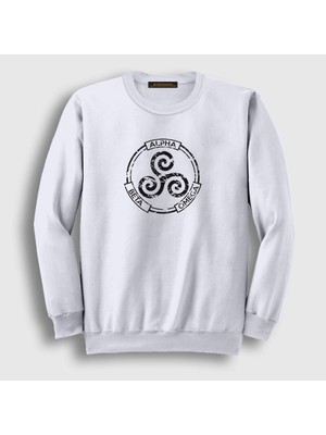 Presmono Unisex Beyaz Alpha Beta Omega Dizi Teen Wolf Sweatshirt