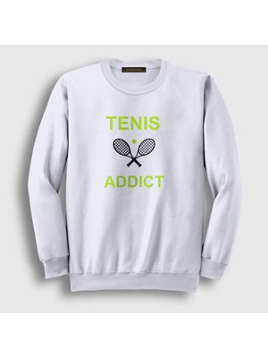Presmono Unisex Beyaz Addict Spor Tennis Tenis Sweatshirt