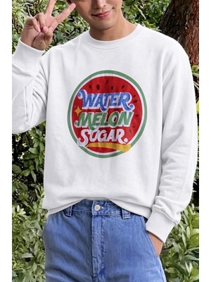 Oksit Bs Watermelon Sugar Karpuz Baskılı Unisex Bisiklet Yaka Sweatshirt
