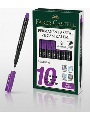 Faber-Castell Permanent Asetat ve Cam Kalemi S Uç (0.4 Mm) Mor - 10 Adet Toptan Paket