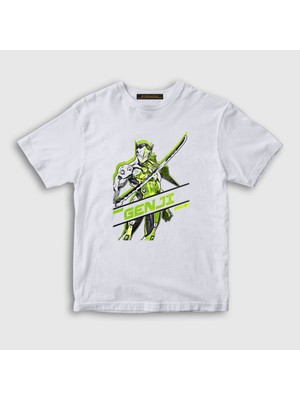 Presmono Unisex Çocuk Beyaz Genji Oyun Overwatch T-Shirt