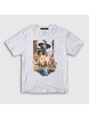 Presmono Unisex Çocuk Beyaz Poster Yüzüklerin Efendisi The Lord Of The Rings T-Shirt