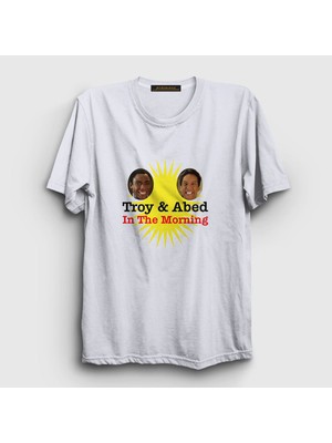 Presmono Unisex Beyaz Logo Troy And Abed In The Morning T-Shirt