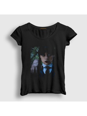 Presmono Kadın Siyah Thing And Wednesday Addams Family Addams Ailesi T-Shirt