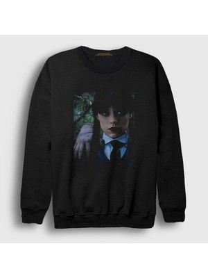 Presmono Unisex Siyah Thing And Wednesday Addams Family Addams Ailesi Sweatshirt